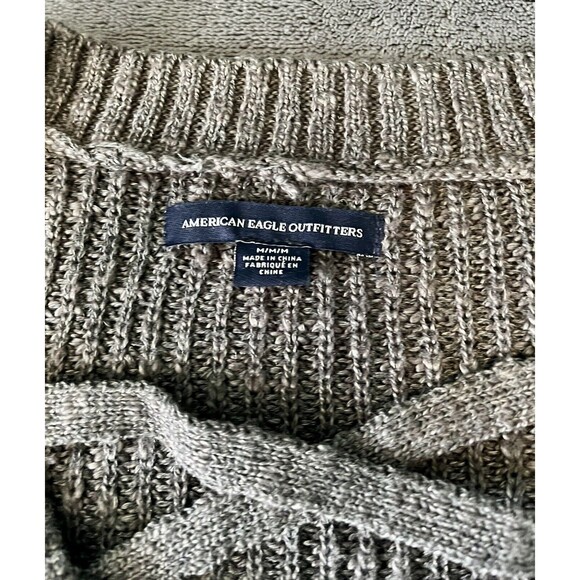 American Eagle Womens Sweater Gray Lace Up VNeck Long Sleeve Size M Lightly Worn - Picture 5 of 6